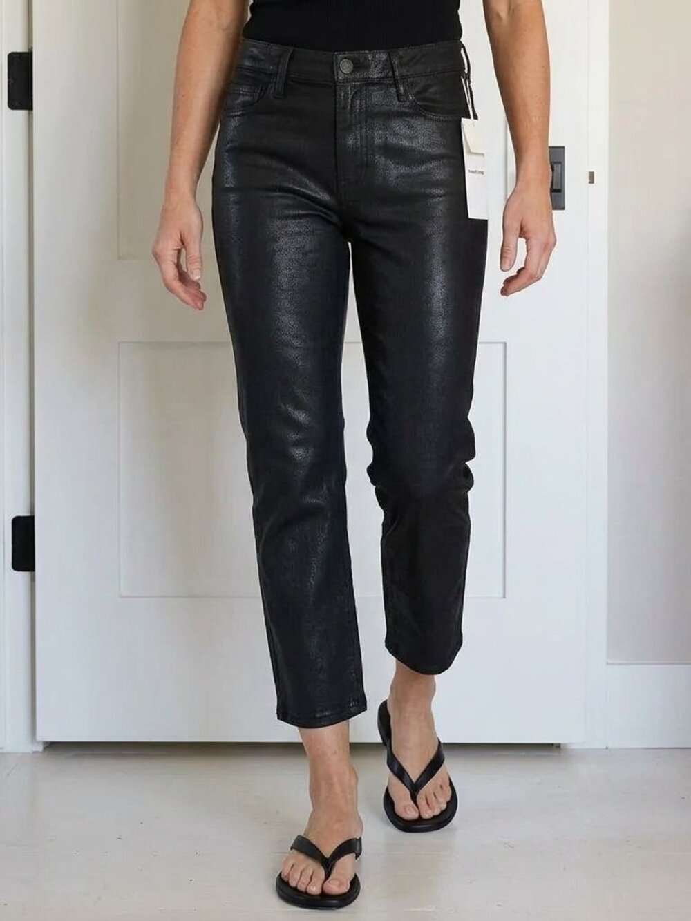 NWT ~ HUDSON NOA BLACK COATED CROPPED JEANS sz 27